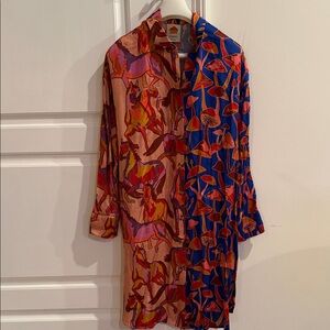 FARM Rio Pink and Blue Printed Midi Dress